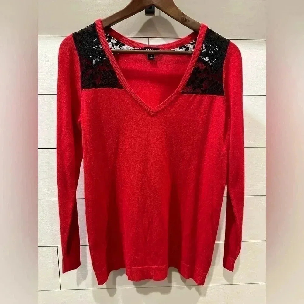 Torrid Red Lace Sweater
